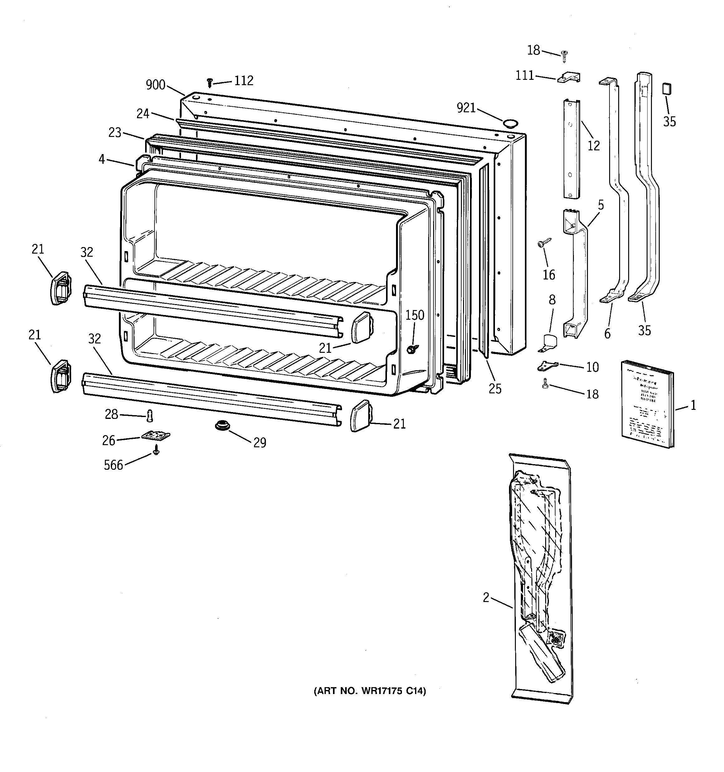 GE MTX18EABKRWW freezer door diagram