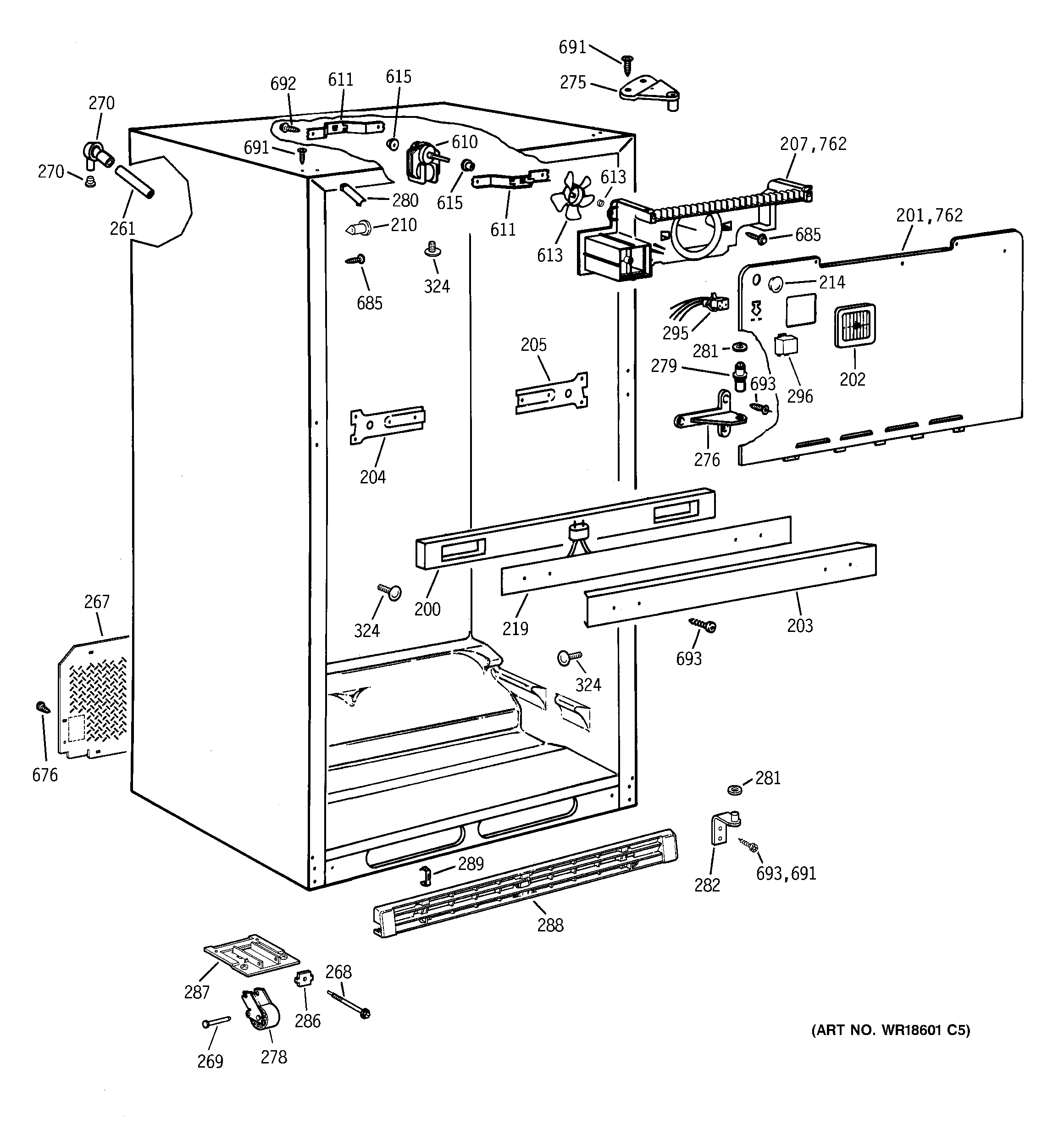 GE MTX18EABKRWW cabinet diagram