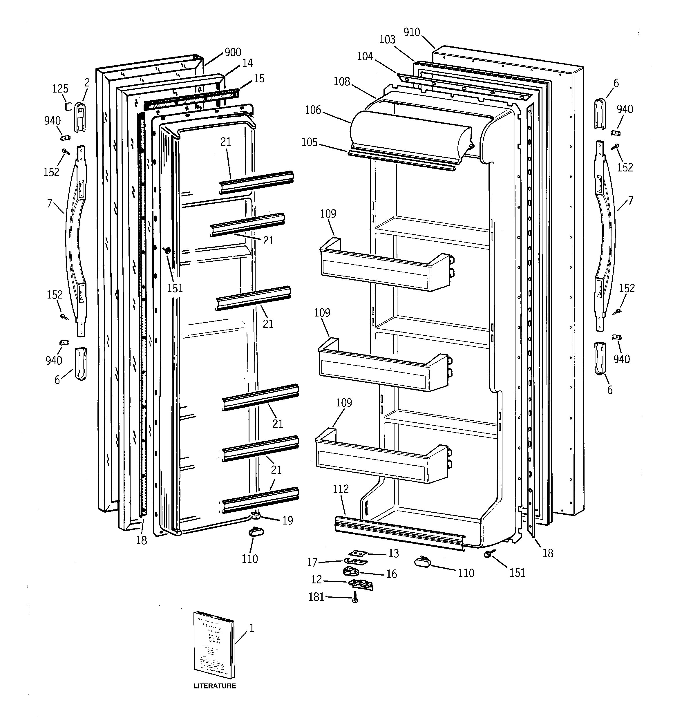 GE MSX20BABBAD doors diagram