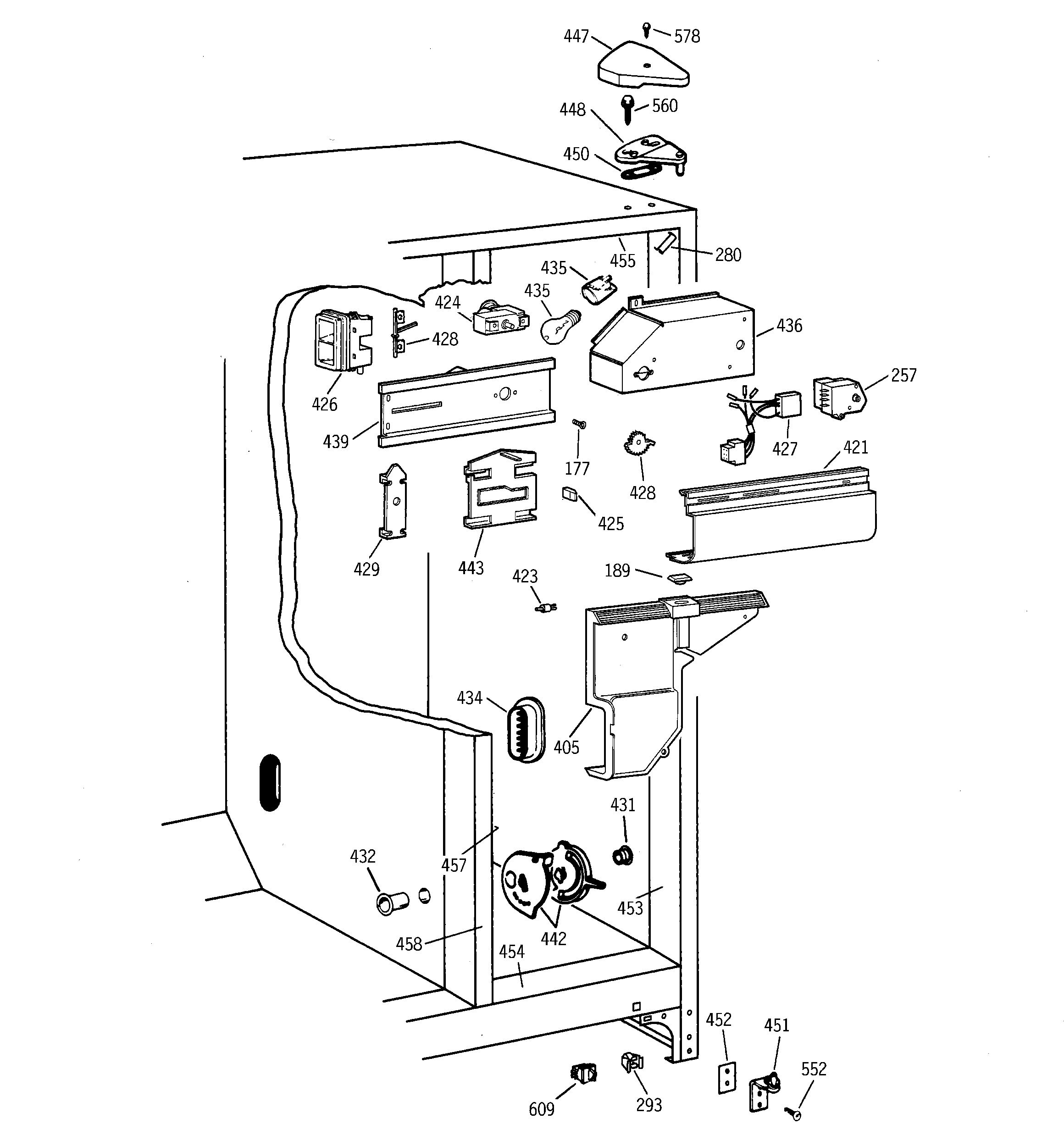 GE MSX20BABBAD fresh food section diagram