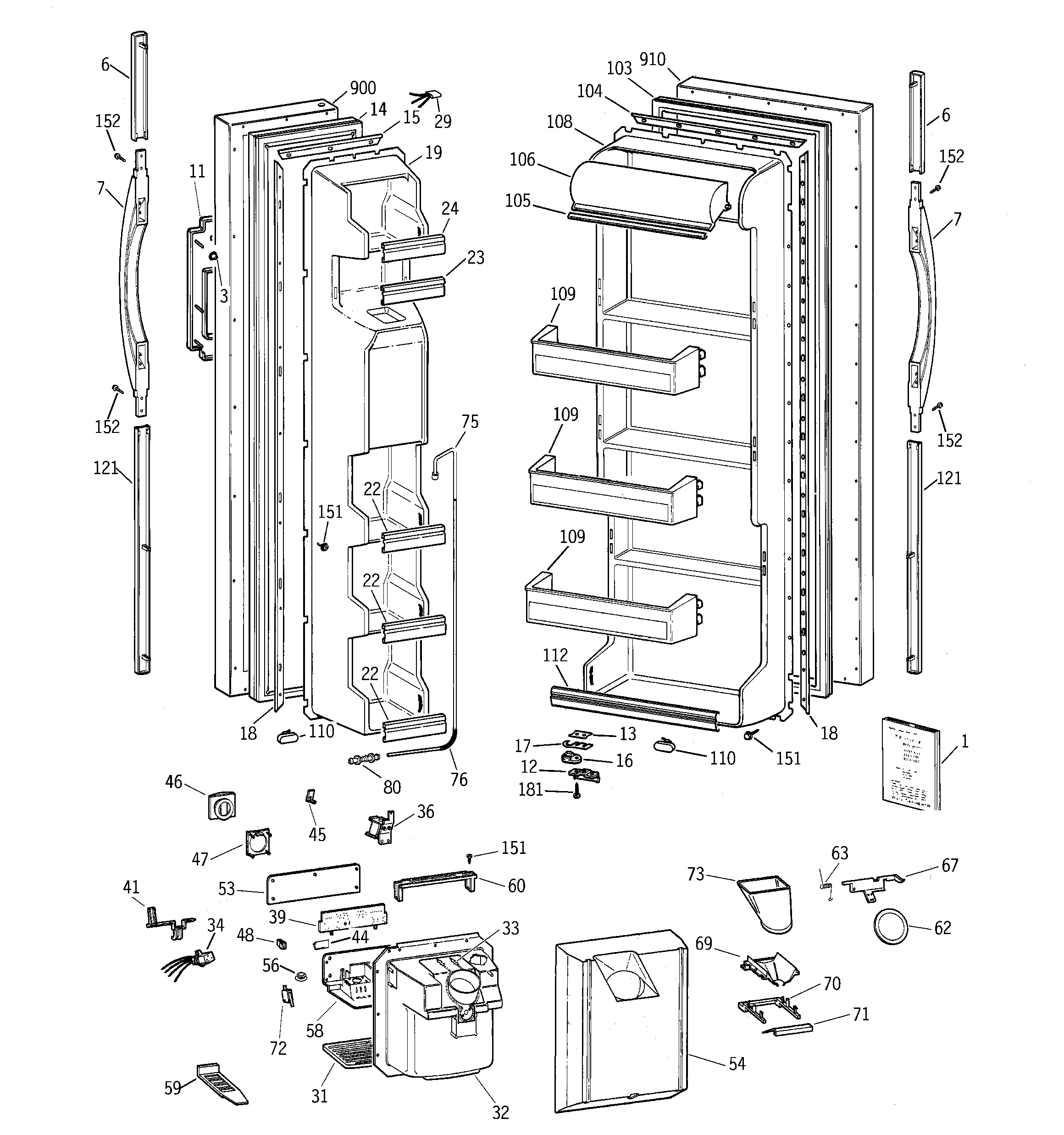GE MSZ20BWBCWW doors diagram