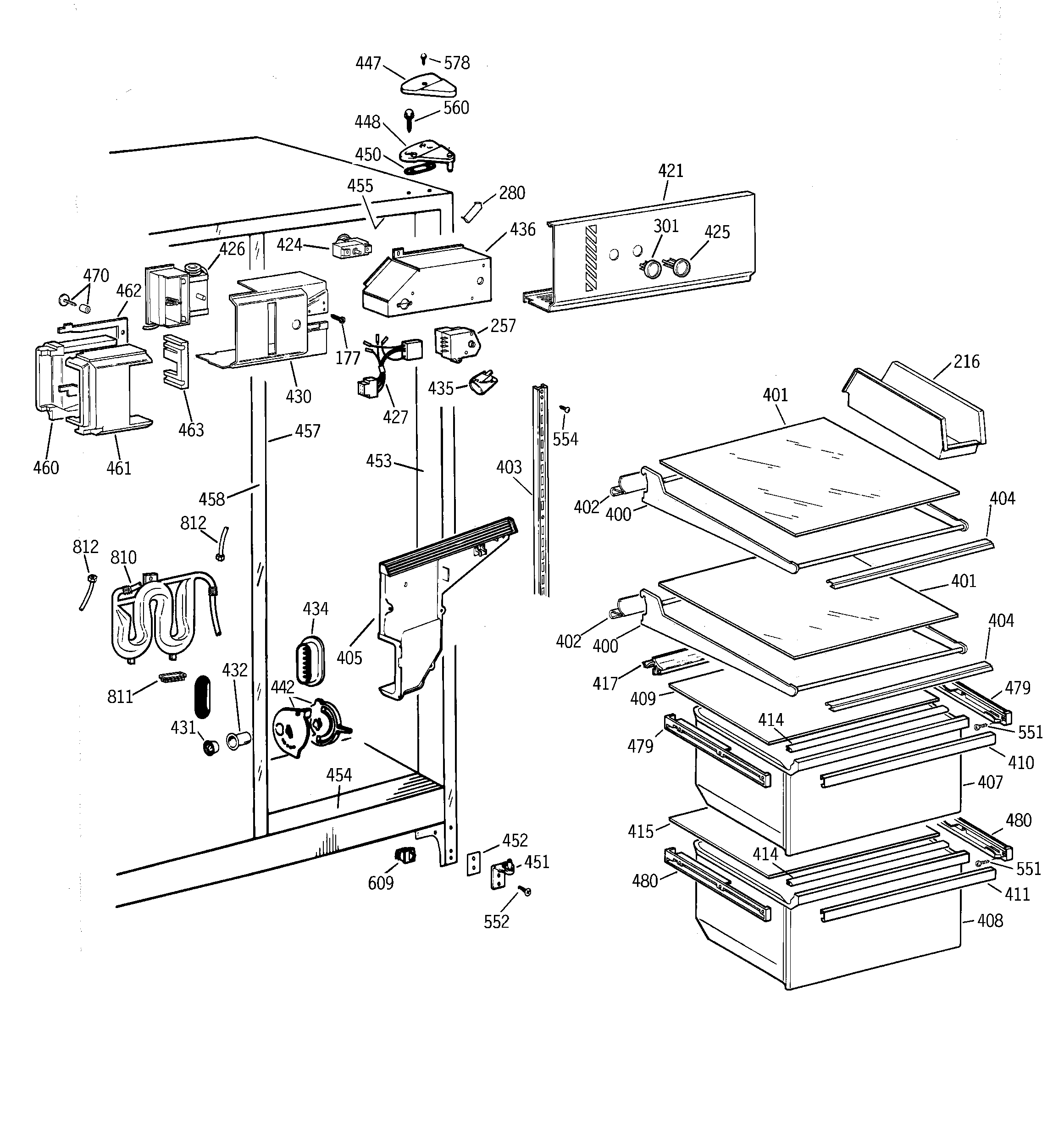 GE MSZ20GWBCWW fresh food section diagram