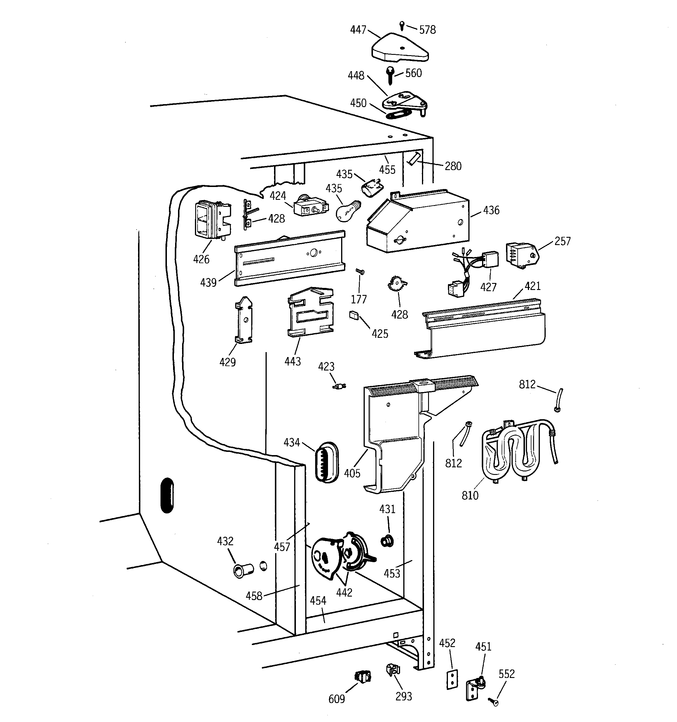 GE MRSC20KWBBAD fresh food section diagram