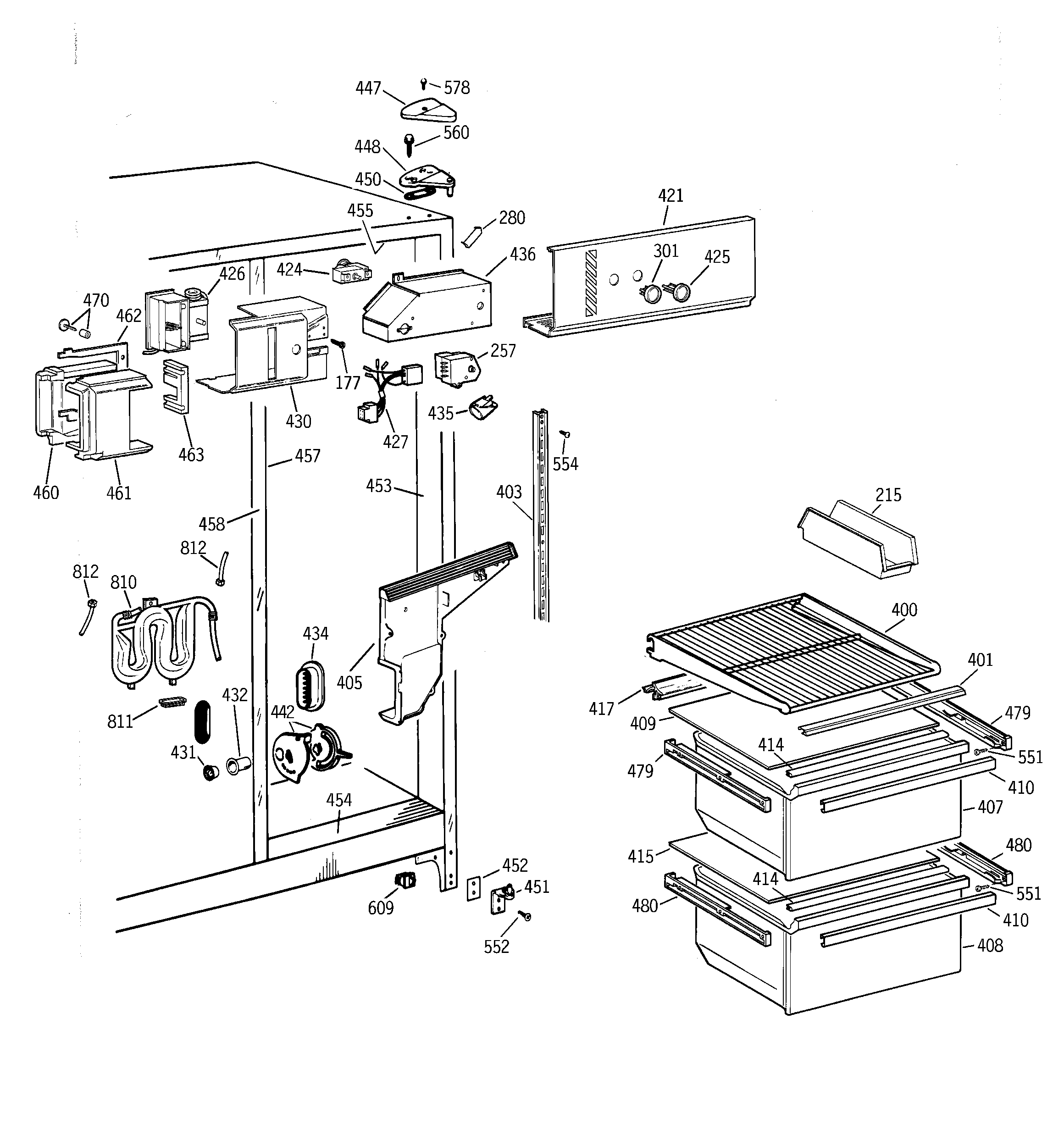 GE MSZ20BWBBWW fresh food section diagram