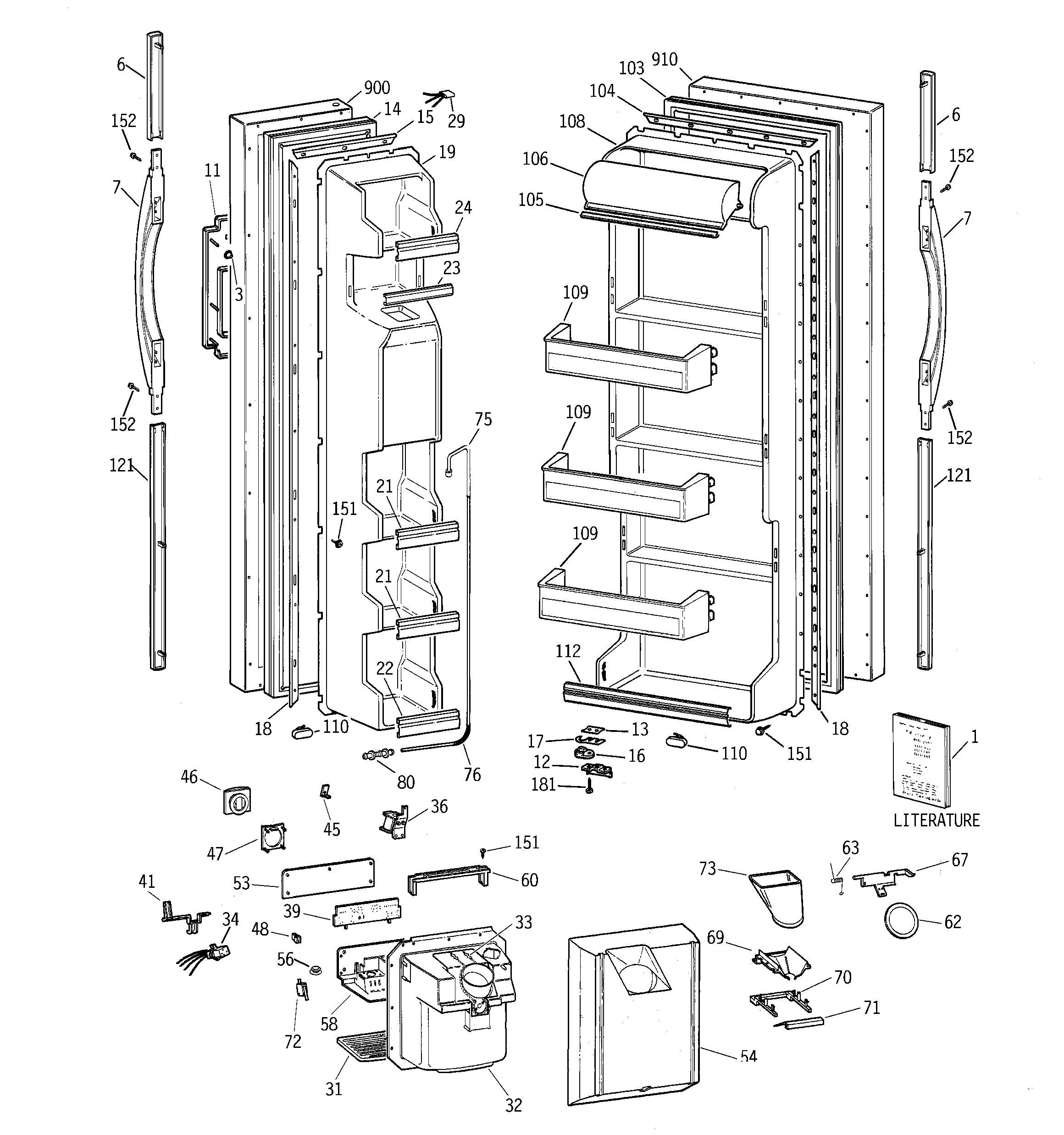 GE MSK22GRBBAD doors diagram