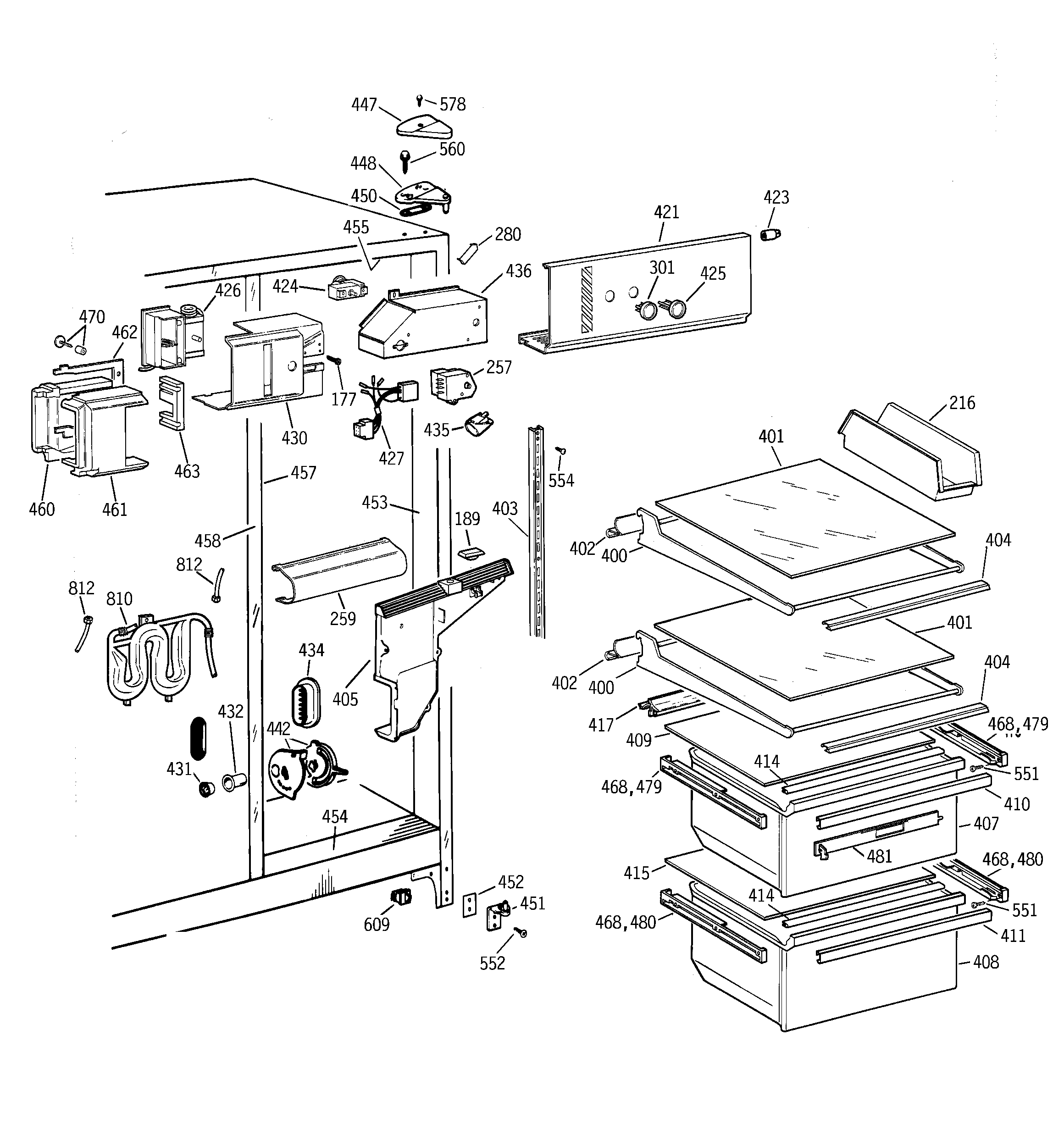 GE MSK22GRBBAD fresh food section diagram