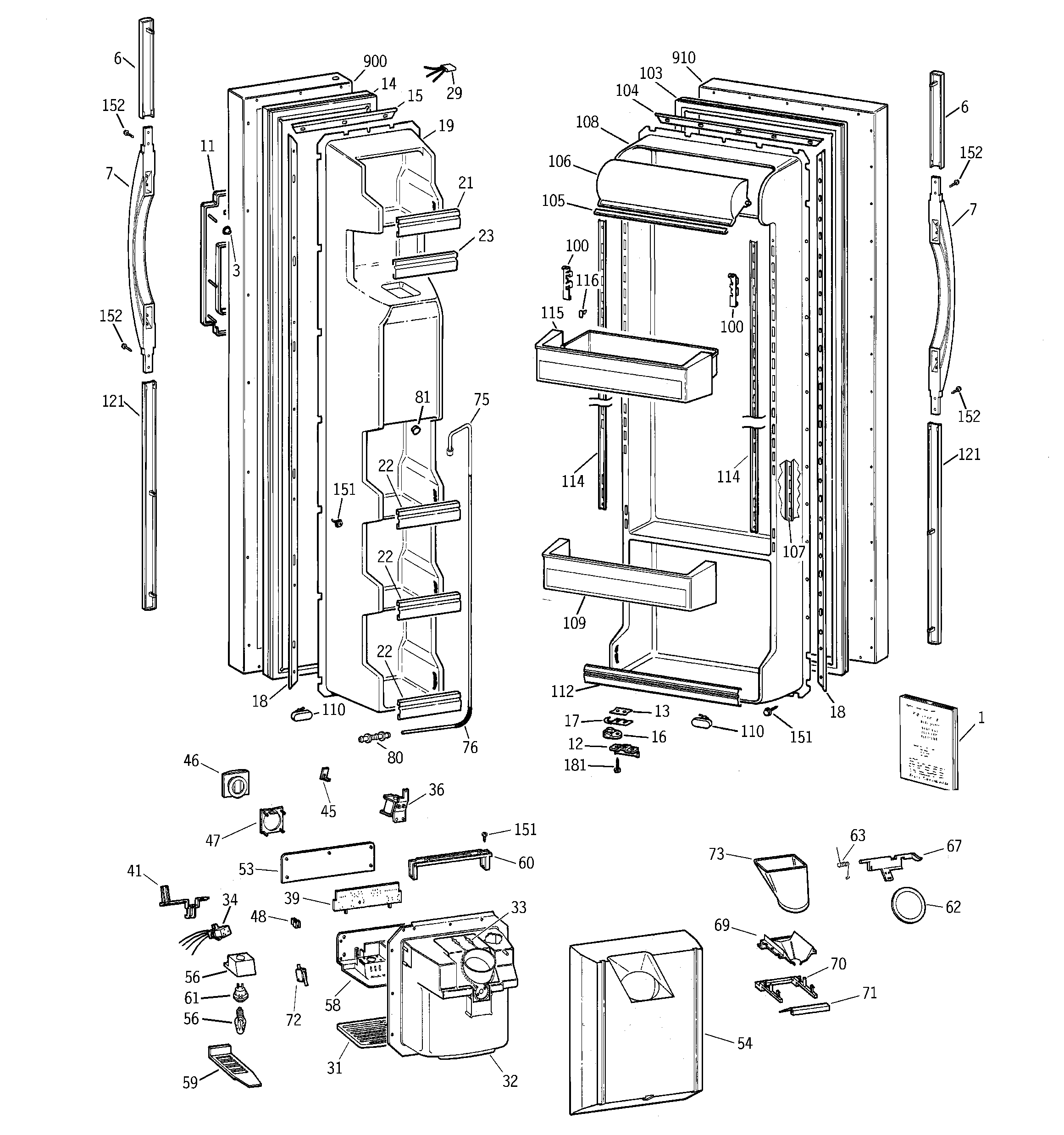 GE MSK25GRBBAA doors diagram