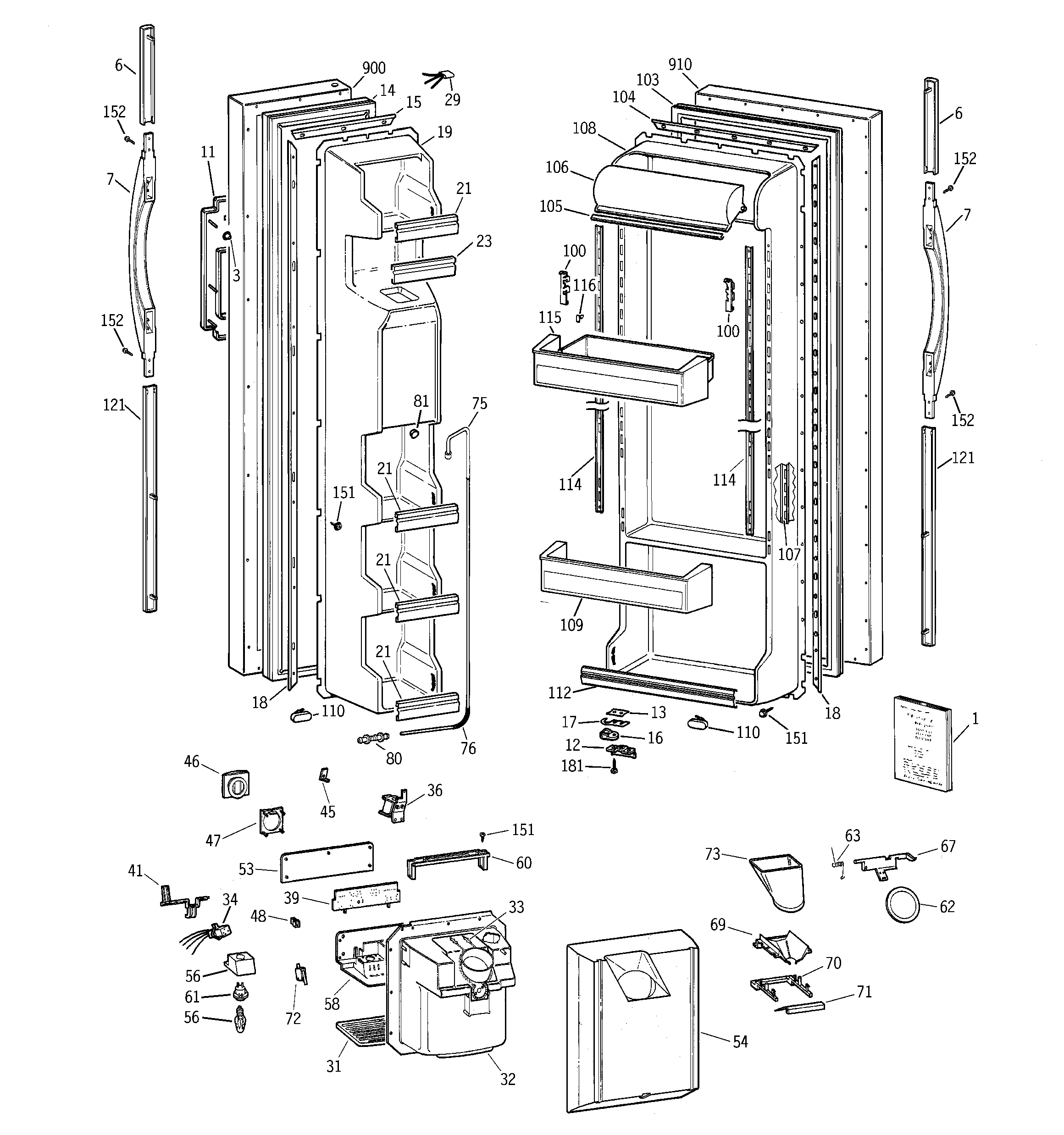 GE MST25GRBBWW doors diagram