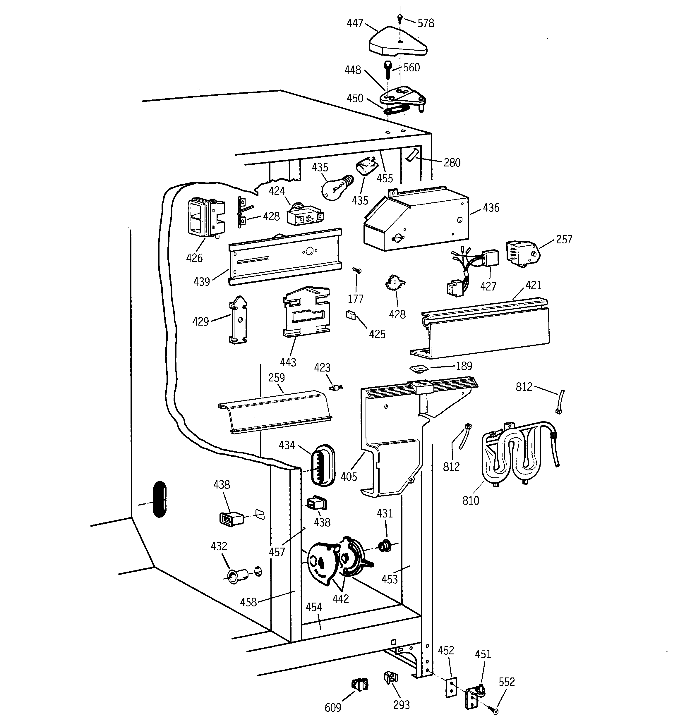 GE MST25GRBBWW fresh food section diagram