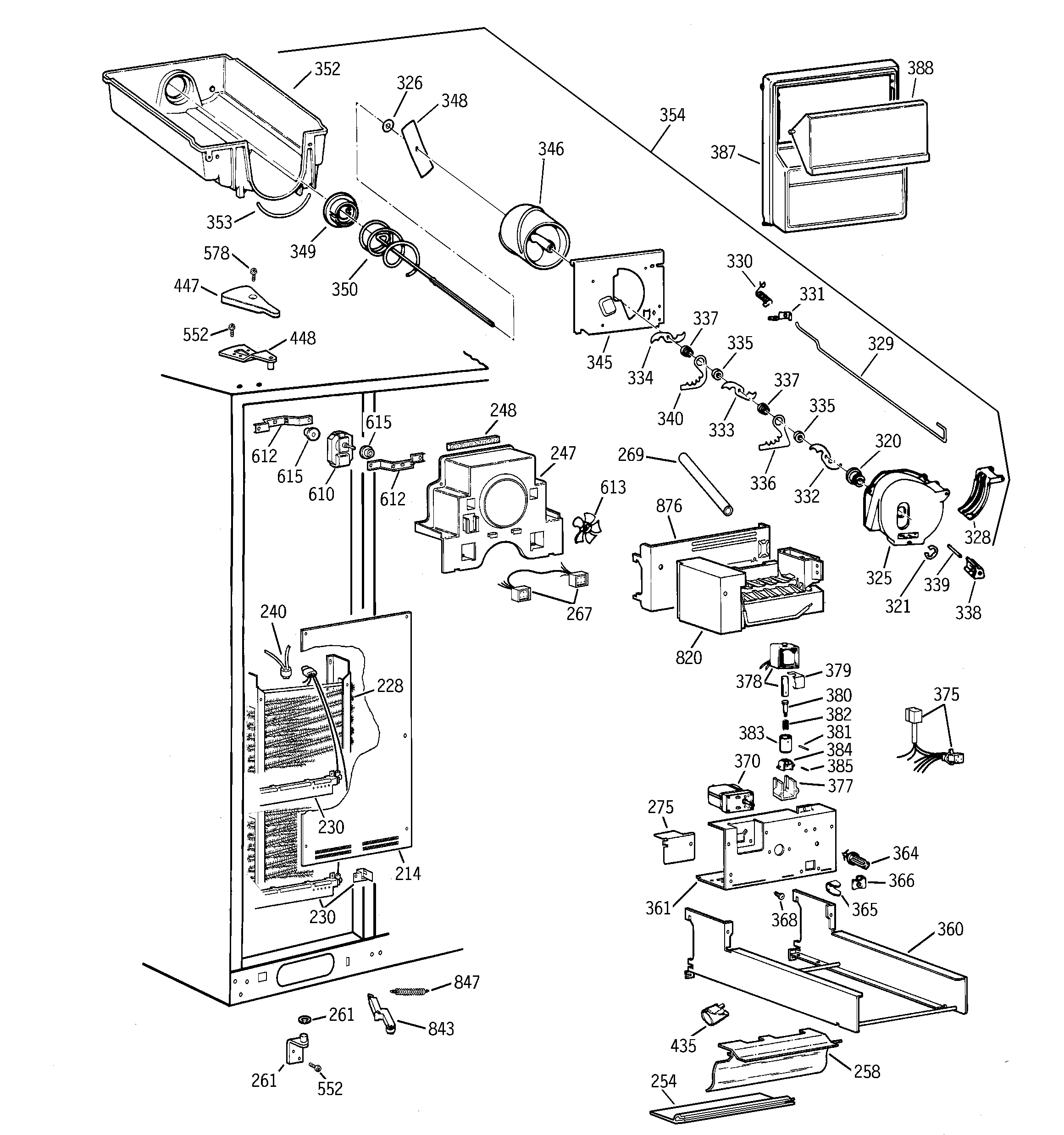 GE MSK30DHBBAA freezer section diagram