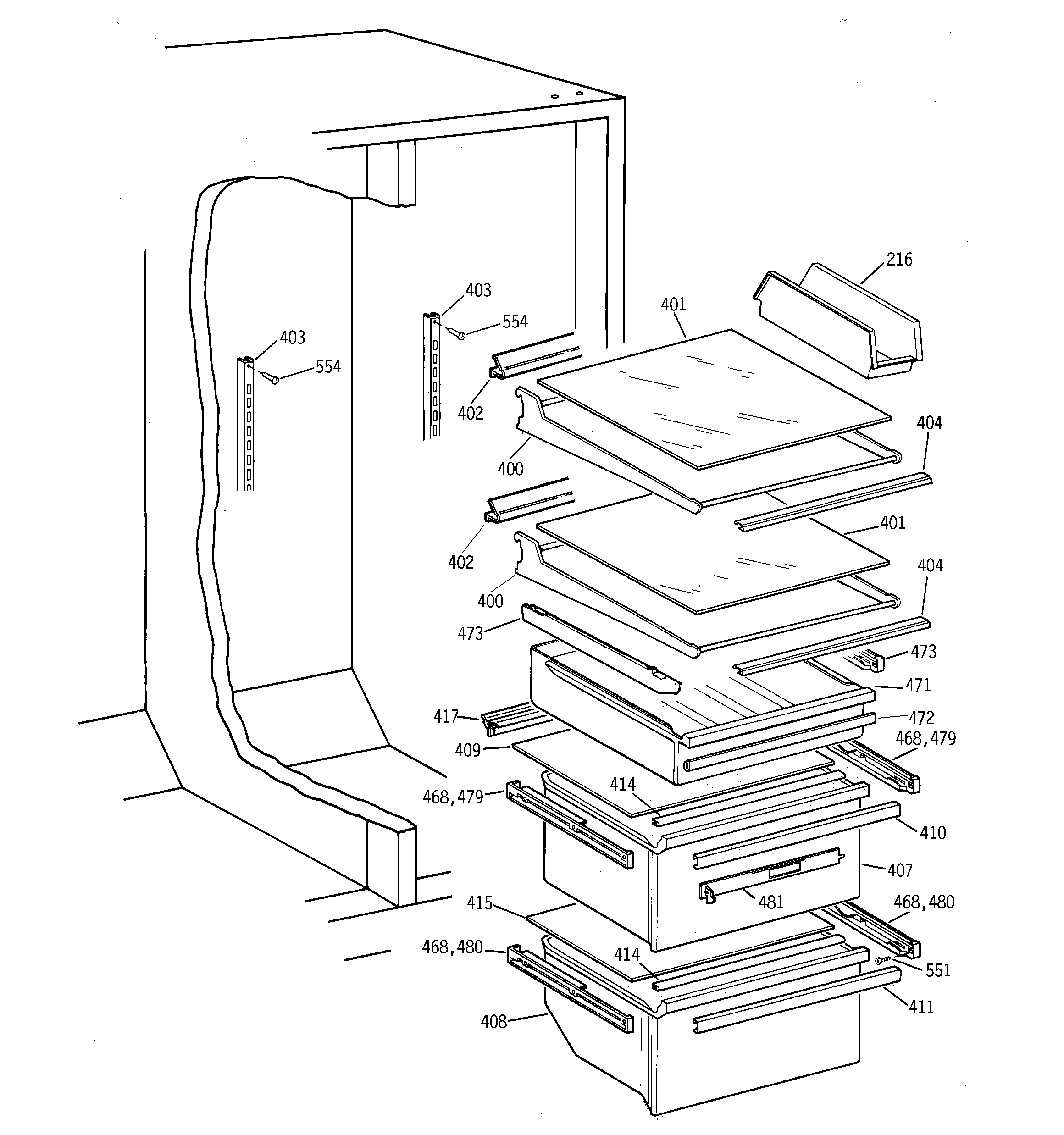 GE MSG28DHBBWW shelf parts diagram
